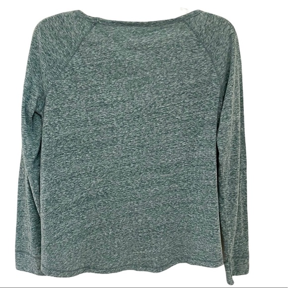 Check and Stripe Heather Green Long Sleeve Scoop Neck Top Sz Small  B7 - Picture 2 of 8